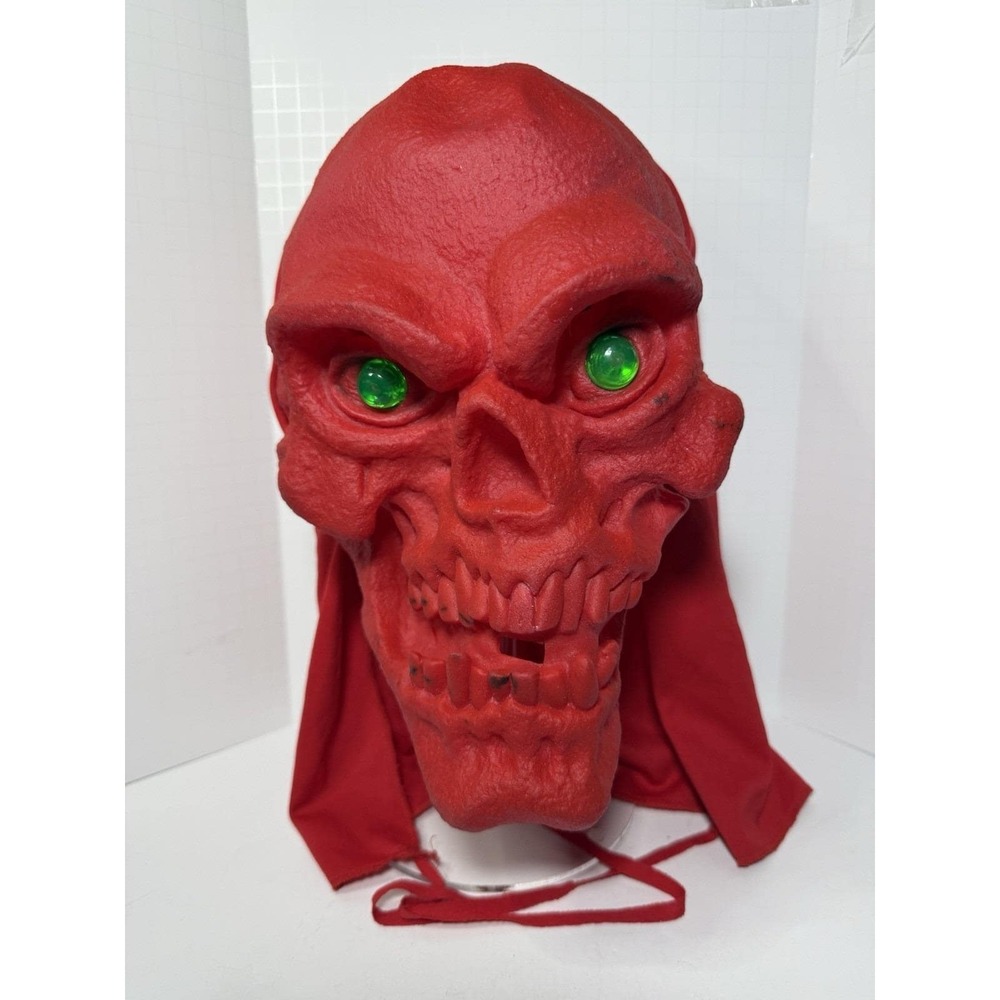 Vintage Topstone Red Skull Skeleton Skeletor Light Up Eyes Halloween Rubber Mask